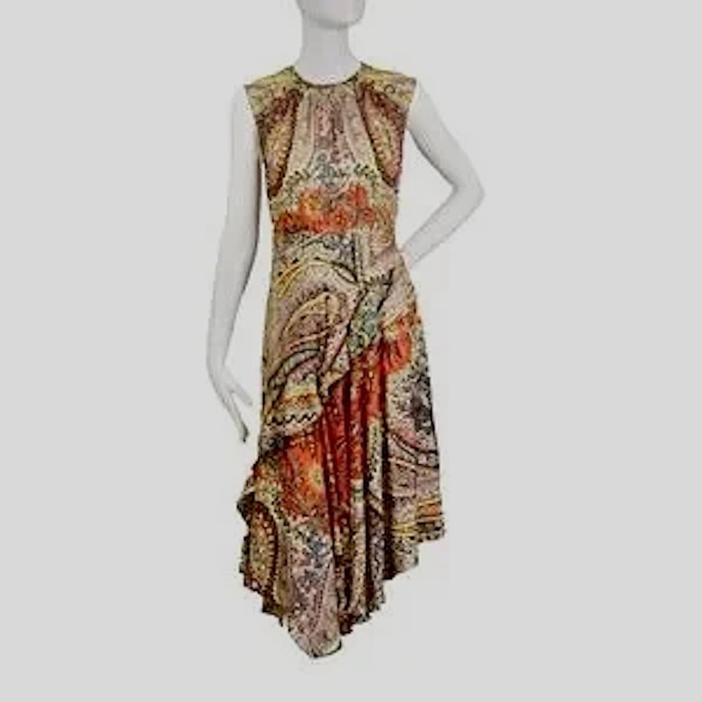 🇮🇹 ETRO Silk Paisley Print Midi Dress – Size 2 – Made in Italy - Picture 11 of 14